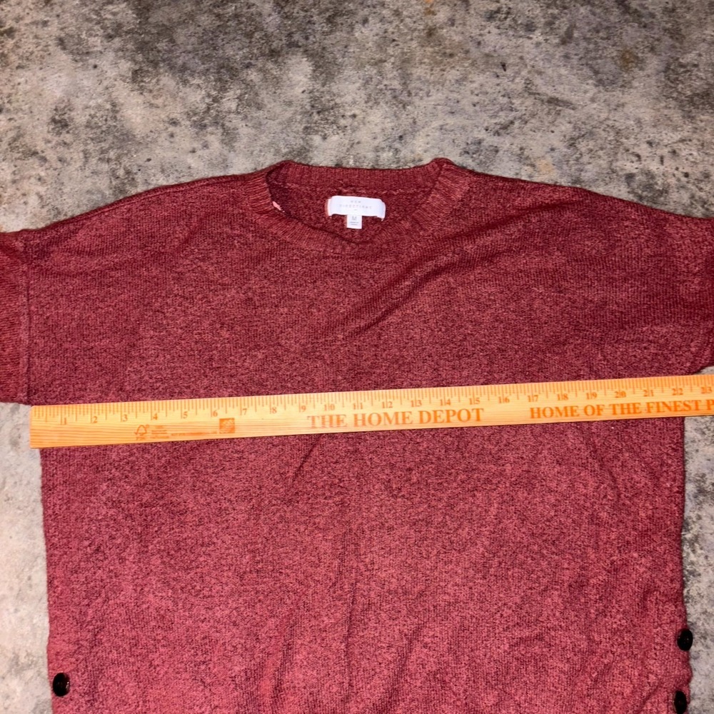 New Directions Sweater Womens Medium Maroon Long Sleeve Side Button Pullover - Picture 4 of 10